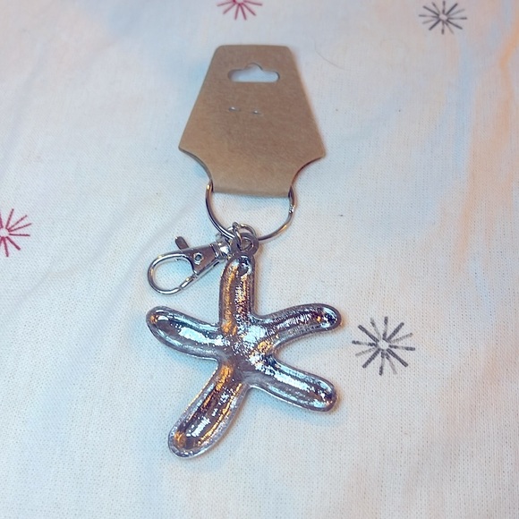 Bling Rhinestone Silver Starfish Purse Charm/Keychain - Picture 2 of 4